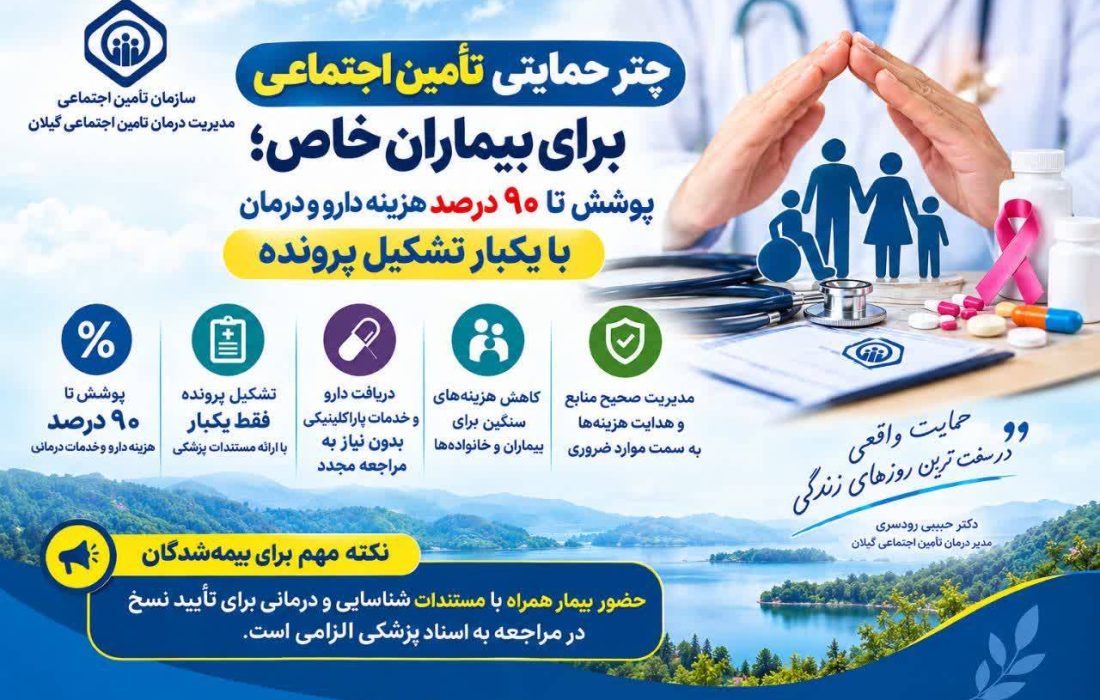 پوشش تا ۹۰ درصد هزینه دارو و درمان با یکبار تشکیل پرونده